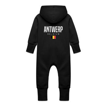 Anvers, Belgique - Grenouillère à capuche bio en molleton Bébé - vanille - Dos