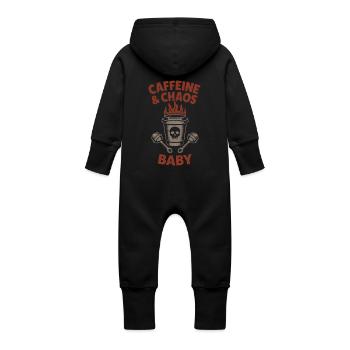 Métal Maman Vie Rock And Roll Mère Crâne Roses - Grenouillère à capuche bio en molleton Bébé - noir - Dos