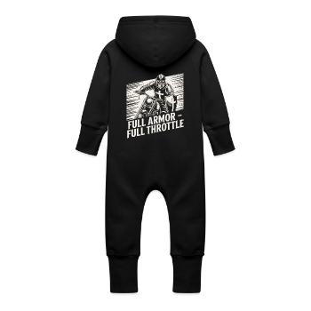 Christian Biker Full Armor Full Throttle - Baby Organic Sweat Overalls With Hood - vanilla - Back