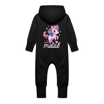 Licorne Death Metal - Heavy Metal - Spruch - Grenouillère à capuche bio en molleton Bébé - noir - Dos