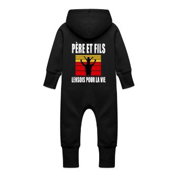 père et fils papa supporter lensois lens - Grenouillère à capuche bio en molleton Bébé - noir - Dos