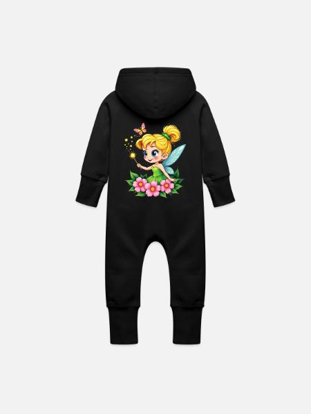 Fairy - Baby Organic Sweat Overalls With Hood - black