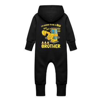 Gravemaskine Barn Klar Til At Blive Storebror - Økologisk sweatshirt-overall med hætte til baby - sort - Bagpå