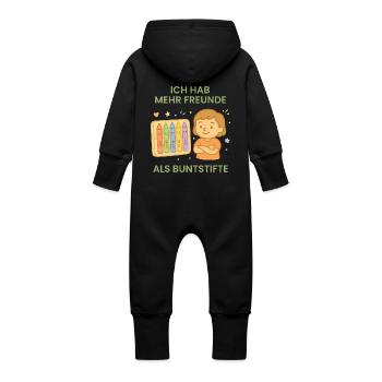 Ich Hab Mehr Freunde Als Buntstifte im - Baby Bio Sweat Overall mit Kapuze - Schwarz - Hinten
