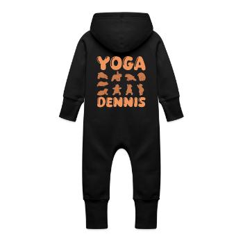 Cat Yoga Dennis - Baby Organic Sweat Overalls With Hood - black - Back