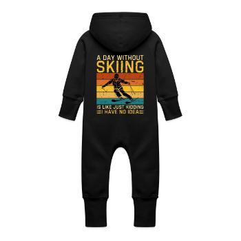Ski Dicton Ski Humour Skieur - Grenouillère à capuche bio en molleton Bébé - noir - Dos