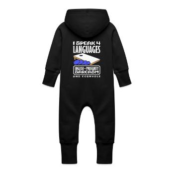 Je parle quatre langues Cornhole Joueurs - Grenouillère à capuche bio en molleton Bébé - vanille - Dos