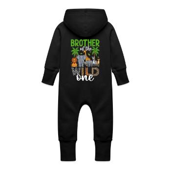 Brother of the Wild One - Baby Organic Sweat Overalls With Hood - black - Back