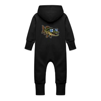 Finland Fishing for Pike - Baby Organic Sweat Overalls With Hood - vanilla - Back