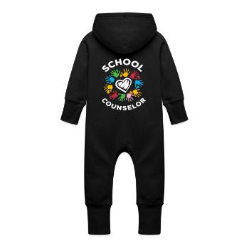 Empreintes de mains de cœur de conseiller scolaire - Grenouillère à capuche bio en molleton Bébé - vanille - Dos