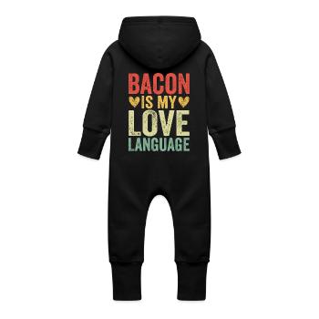Bacon Is My Love Language - Baby Organic Sweat Overalls With Hood - black - Back