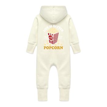 Life is better with Popcorn - crispy & delicious - Baby Organic Sweat Overalls With Hood - vanilla - Back