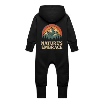 Closeness to nature Mountains Sunset - Baby Organic Sweat Overalls With Hood - black - Back
