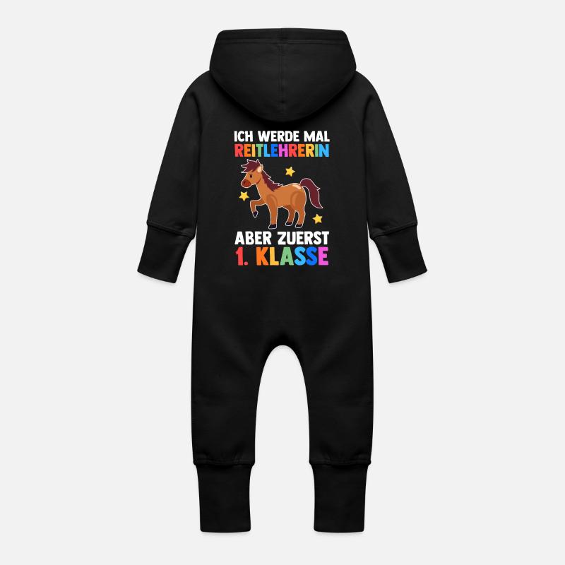 Équitation Inscription à l’école Première année Écolier - Grenouillère à capuche bio en molleton Bébé - noir