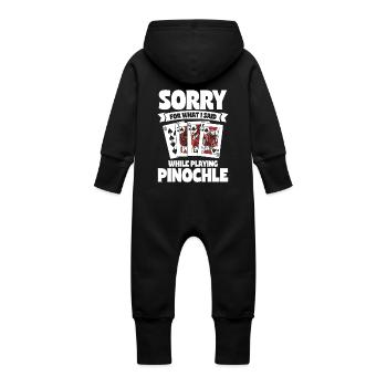 Sorry For What I Said While Playing Pinochle - Baby Bio Sweat Overall mit Kapuze - Schwarz - Hinten