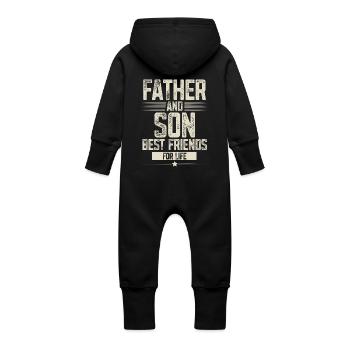 Father and son best friends - Baby Organic Sweat Overalls With Hood - vanilla - Back