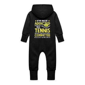 Joueur de tennis : Pas accro, juste dévoué - Grenouillère à capuche bio en molleton Bébé - noir - Dos