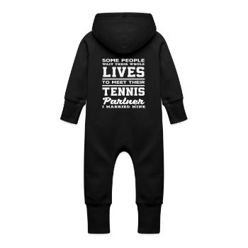 Joueur de tennis partenaire à vie - Grenouillère à capuche bio en molleton Bébé - vanille - Dos