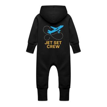 Flight Attendant Cabin Crew Life Aviation - Baby Organic Sweat Overalls With Hood - black - Back