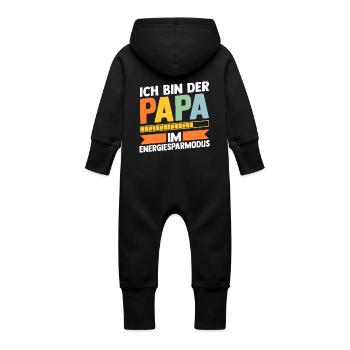 Father Team Dad - Baby Organic Sweat Overalls With Hood - vanilla - Back