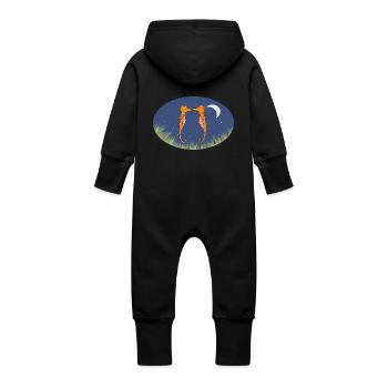 Kissing seahorses - Baby Organic Sweat Overalls With Hood - black - Back