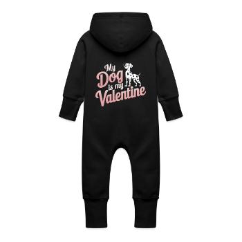 My Dog Is My Valentine | Dalmatian Valentine's Day - Baby Organic Sweat Overalls With Hood - black - Back