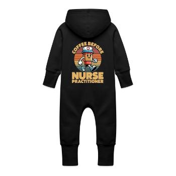 Nurse Practitioner Coffee Hospital Coffee Lover - Baby Bio Sweat Overall mit Kapuze - Schwarz - Hinten