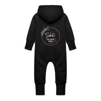 Ich liebe Dich - Baby Bio Sweat Overall mit Kapuze - Schwarz - Hinten