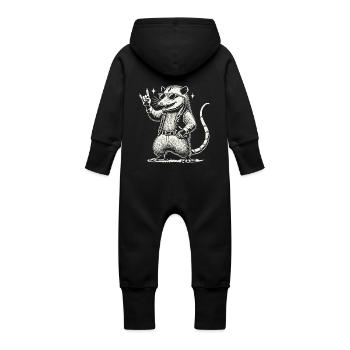 Drôle de concert de musique rock Possum style rétro - Grenouillère à capuche bio en molleton Bébé - vanille - Dos