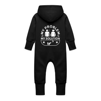Kiteboarder Mon problème Ma solution Pictogramme Maman - Grenouillère à capuche bio en molleton Bébé - noir - Dos