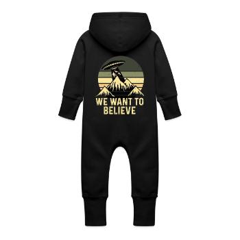 UFO-Bigfoot Nessie Einhorn - Baby Bio Sweat Overall mit Kapuze - Vanille-Milchshake - Hinten