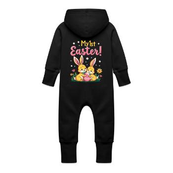 Mes 1ÈRES Lapins de Pâques Doux Pâques Première Pâques - Grenouillère à capuche bio en molleton Bébé - noir - Dos