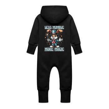 Speech Therapy Less Mumble More Magic Pathology - Baby Organic Sweat Overalls With Hood - black - Back