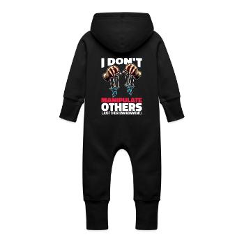 Thérapeute comportementale Je ne manipule pas Thérapeute - Grenouillère à capuche bio en molleton Bébé - noir - Dos