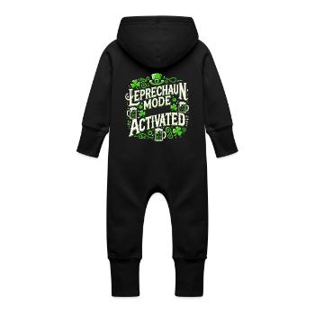 Leprechaun Mode Activates St. Patrick's Day Celebration - Baby Organic Sweat Overalls With Hood - vanilla - Back