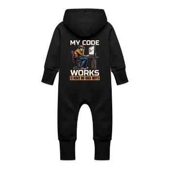 Coder My Code Works I Have No Idea Web Developer - Baby Bio Sweat Overall mit Kapuze - Schwarz - Hinten