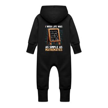 Mathematician I Wish Life Was As Simple Statistics - Baby Organic Sweat Overalls With Hood - black - Back