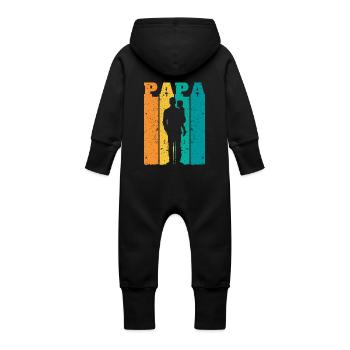 Retro Dad Silhouette – Vintage Style Father's Day - Baby Organic Sweat Overalls With Hood - black - Back