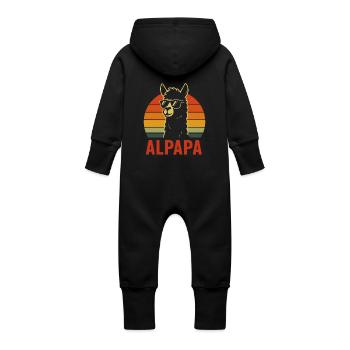 Funny Alpaca Dad - Baby Organic Sweat Overalls With Hood - black - Back
