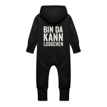 I’m Here – Chemise Let’s Go - Grenouillère à capuche bio en molleton Bébé - noir - Dos