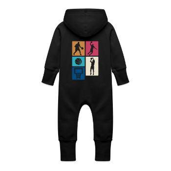 Blocs rétro de basket-ball – Design sportif - Grenouillère à capuche bio en molleton Bébé - noir - Dos