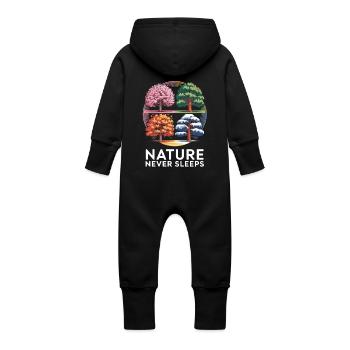 Nature Never Sleeps Shirt - Baby Organic Sweat Overalls With Hood - black - Back