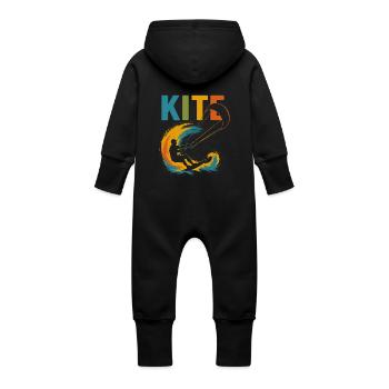Motif Kitesurfeur | Style de cerf-volant coloré pour les sports nautiques - Grenouillère à capuche bio en molleton Bébé - noir - Dos