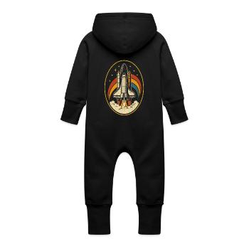 Navette spatiale rétro – lancement de fusée Vintage - Grenouillère à capuche bio en molleton Bébé - vanille - Dos