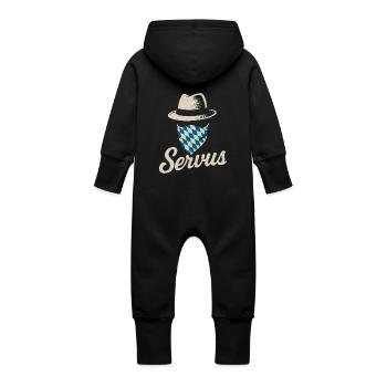Servus – Salutation bavaroise au look vintage - Grenouillère à capuche bio en molleton Bébé - noir - Dos