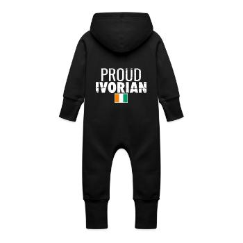 Fier Drapeau Ivoirien Vintage de la Côte d’Ivoire - Grenouillère à capuche bio en molleton Bébé - noir - Dos