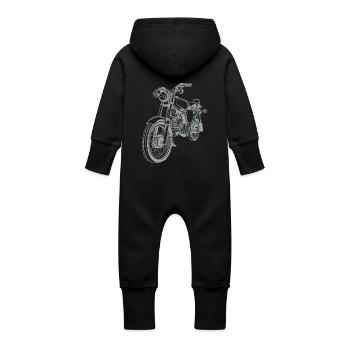 Simson S51 Vintage Lineart Silhouette - Baby Bio Sweat Overall mit Kapuze - Schwarz - Hinten