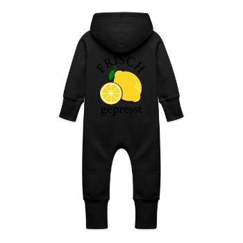 Babysprüche Geburt Geschenk Baby Neugeborenes - Baby Bio Sweat Overall mit Kapuze - Schwarz - Hinten