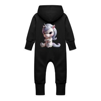 Unicorn grim 1 - Baby Organic Sweat Overalls With Hood - vanilla - Back