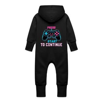 Press Start to Continue – Retro Neon Controller - Baby Bio Sweat Overall mit Kapuze - Schwarz - Hinten